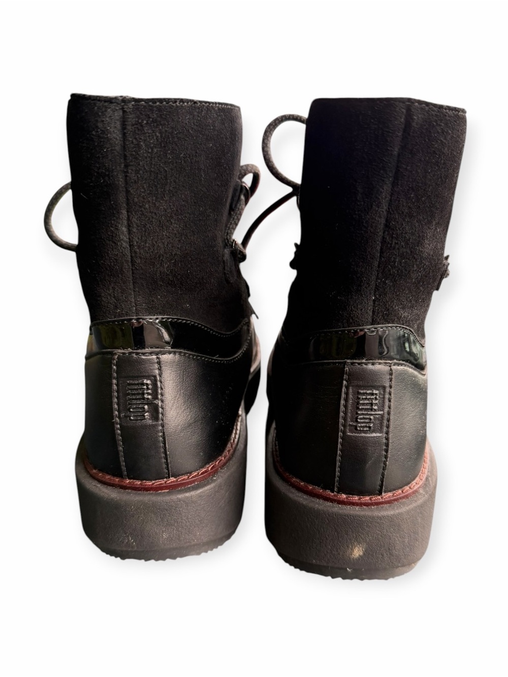 FitFlop Black Fleece Lined Lace-Up Boots, Size 8 - Picture 4 of 5